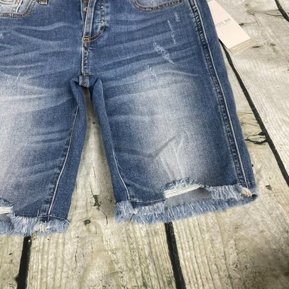 MISS ME Medium Blue Mid Rise Biker Short 25 - Picture 12 of 16